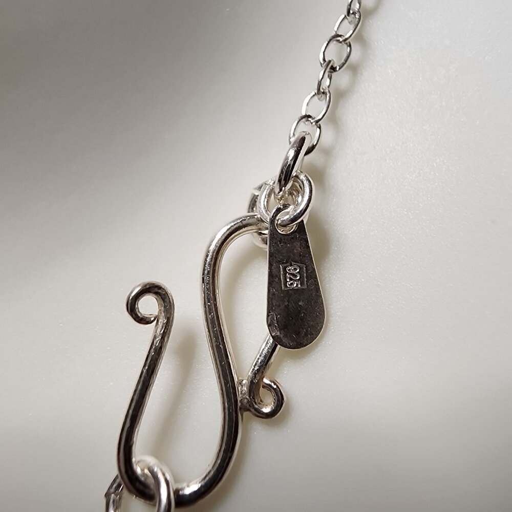 925 Silver Dangle Garnet Colored Bead Necklace - image 5